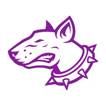 Polep vozidla SAMOLEPKA Pes 167 levá pitbull (14 - fialová) NA AUTO, NÁLEPKA, FÓLIE, POLEP, TUNING, VLASTNÍ TEXT, TISK, AUTOSAMOLEPKY.cz, POLEPY, OBRÁZEK, LOGO, SAMOLEPKY