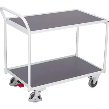 Plošinový vozík Stolní vozík VARIOfit s jedním horním madlem, 1000 x 600 mm, nosnost 250 kg, barva šedá RAL7035 /deska šedá