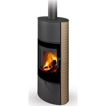 Krbová kamna ROMOTOP SONE G 01 A keramika jogurtová 61660 - keramická krbová kamna s reliéfem a designovým sklem s možností akumulace