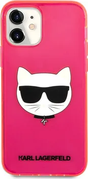 Pouzdro na mobilní telefon Karl Lagerfeld Choupette Head Fluo pro Apple iPhone 12 mini růžové