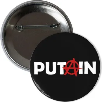 Odznáček s potiskem Placka PutAin černá