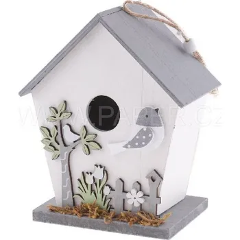 Hnízdní budka Dřevěná, ptačí budka šedá 17,5x14x9cm