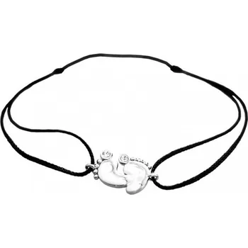 Náramek Provázkový náramek se stříbrným přívěskem ve tvaru nožiček se Swarovski Elements Krystal