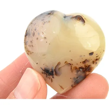 Přírodní kámen Achát s dendrity tvar srdce 28g