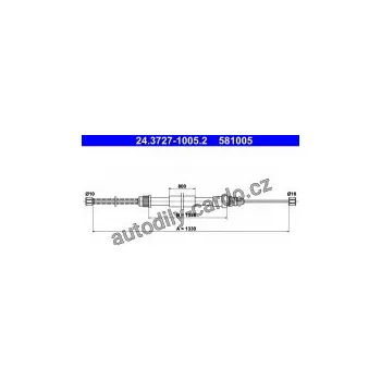 Brzdová hadice Lanko ruční brzdy ATE 24.3727-1005 (AT 581005)