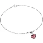 Stříbrný náramek se srdíčkem Crystals from Swarovski Antique Pink