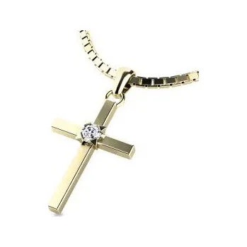 Přívěsek Zlatý přívěs kříž s diamantem AU 585/1000 PATTIC G1087205