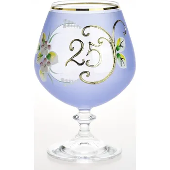 Sklenice Výroční číše NB Česko Ručně dekorovaná výroční novoborská číše 25 let, modrá - 400 ml