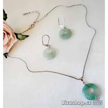 Souprava šperků Set s přívěsky s přírodními kameny zelené barvy