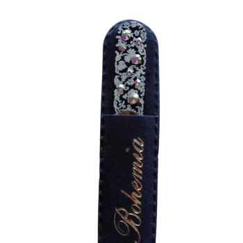 Skleněný pilníček na nehty s křišťály Swarovski Elements®, černý podklad - 90 mm