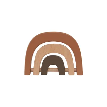 Hračka pro kojence Dřevěné chrastítko Rainbow Nature Choco