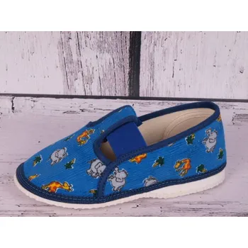 Chlapecké bačkory Bačkůrky papučky bačkory HP Čechtín 555 modré se slony a žirafami velikost: 24,5