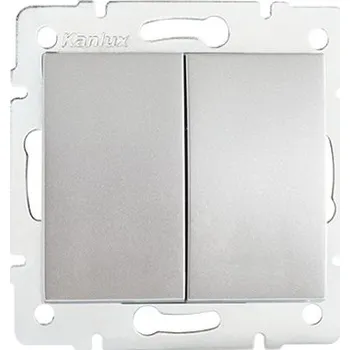 vypínač KANLUX LOGI Dvojité tlačítko - 1/0 + 1/0 - stříbrná