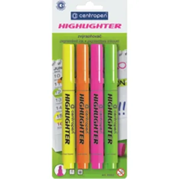 Zvýrazňovač Centropen 8552, šíře stopy 1 - 4,6 mm, sada 4 ks