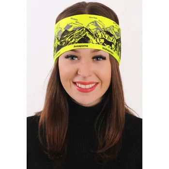 Sportovní čelenka R-JET Neon žlutá sportovní outdoorová čelenka s šedo-černým potiskem hor-SVĚTOVÉ OSMITISÍCOVKY