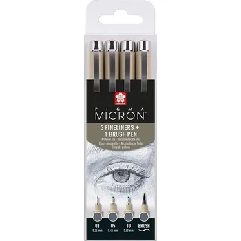 Kancelářské potřeby Technické linery SAKURA Pigma Micron, set 4ks COOL GRAY
