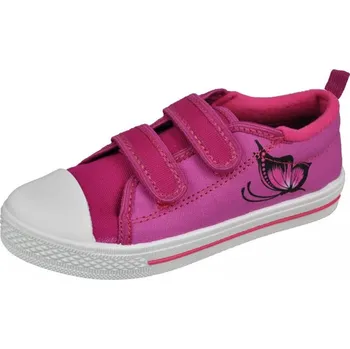 Dívčí obuv Tenisky plátěnky kecky Skarpol PARIS 149-4 růžové fuchsiové s motýlkem s koženou stélkou velikost: 28