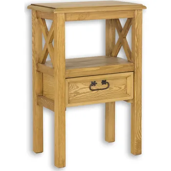 Noční stolek SN703 dřevěný rustikální noční stolek z přírodní borovice Drewmax (Povrch přírodní vosk!)