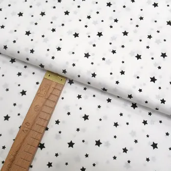 Bavlněné plátno - Hvězdy černé na bílé - šíře 150cm