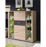 FALCO Moderní vitrína s barem Filemon R2, sonoma/grafit lesk, LED ready