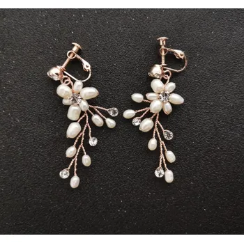 Náušnice B-TOP Dámské náušnice klipsy KVĚT - zlatá/ růžová