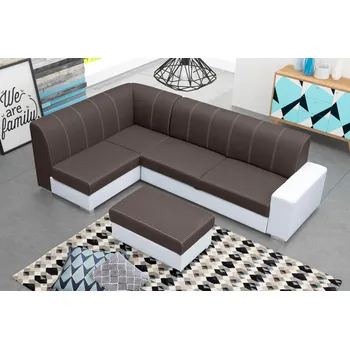 Obývací stěna FALCO Sedací souprava Rest L tm.hnědá/bílá