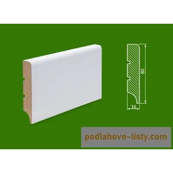 soklová lišta NOVÁK Podlahová - soklová lišta 80x16R5Plus MDF bílá RAL9003 WD13PLUS