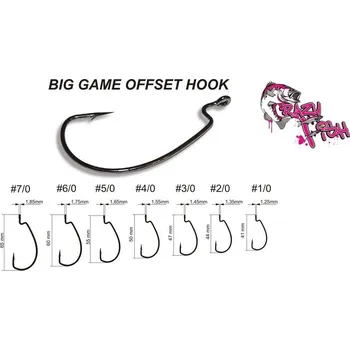 Rybářský háček Crazy Fish - Big Game offset hook Velikost: 3/0, množství: 7 ks