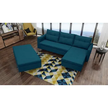 Obývací stěna FALCO Sedací souprava s taburetem Areon P modrá