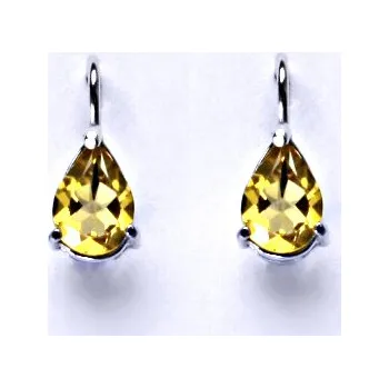 Náušnice Zlaté náušnice, bílé i žluté zlato, přírodní Citrin 8x6 mm - NK 1361