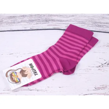 Dívčí oblečení Ponožky TREPON BABAR bambusové ostružinovorůžový proužek velikosti ponožek: 16-18 ( EUR vel. 24-27)