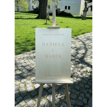 Svatební dekorace Svatební uvítací tabule - přírodní Varianta: Bez stojanu