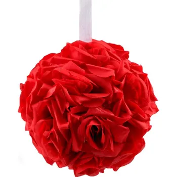 umělá květina Koule z růží 15 cm - červená