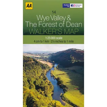 AA Publishing mapa Wye Valley,Forest of Dean 1:25 t. (Wales/Anglie) Walker's
