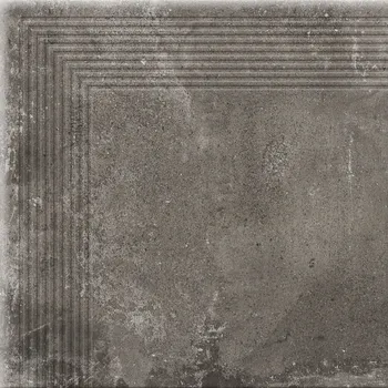 Dlažba Piatto antracyt - schodovka rohová 30x30 šedá hladká 149810