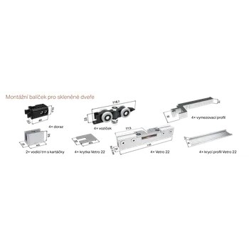 Stavební pouzdro Sada JAP pro pouzdra Aktive II Komfort a Emotive II Komfort (celoskleněné dveře)