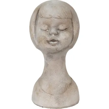 Šedá cementová dekorace busta dívky - 12*11*24 cm