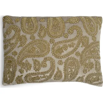 Dekorativní polštářek Béžový sametový polštář s ornamenty Paisley beige - 45*15*35cm
