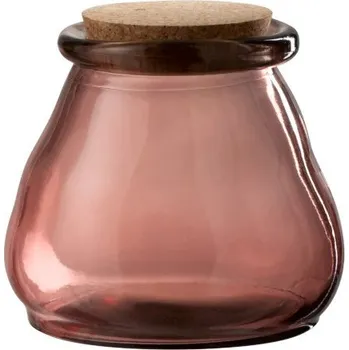 Dóza na potraviny Růžová skleněná dóza s korkovým uzávěrem L - 15*15*13 cm