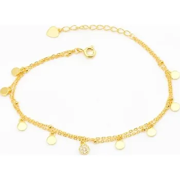 Náramek Dámský stříbrný pozlacený náramek s přívěšky 17-20 cm STNA0478F