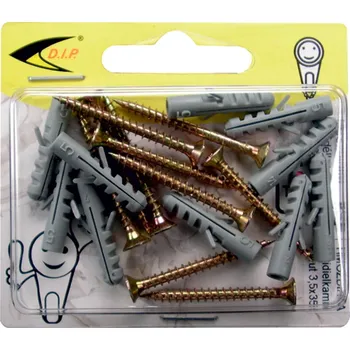 Hmoždinka D.I.P. Hmoždinka s křidélky PE+vrut znz 3,5x35 blistr