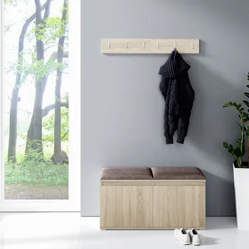 Předsíňová stěna Eka Předsíňová stěna s čalouněnými panely Trinity 5 - Sonoma / Tmavá hnědá 2308