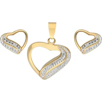 Souprava šperků Doria Set šperků z oceli zlaté SRDÍČKA K279