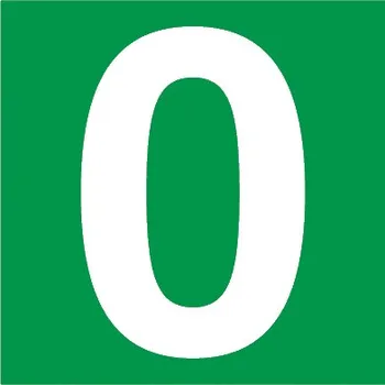 samolepka Tabulka – Označení patra "0", 15 × 15 cm, samolepicí fólie Everglow