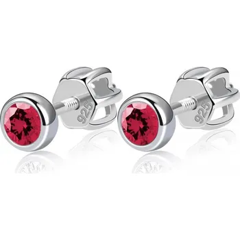 Náušnice Stříbrné náušnice, červené zirkony 3 mm
