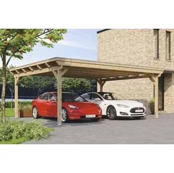 Přístřešek na auto Přístřešek na auto Konsta dvojitý 618 x 500 cm přírodní vč. alu plechu