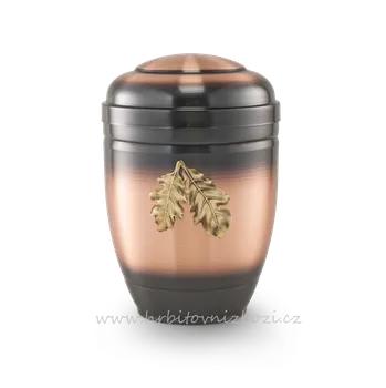 Smuteční dekorace Urna měděná s listy dubu