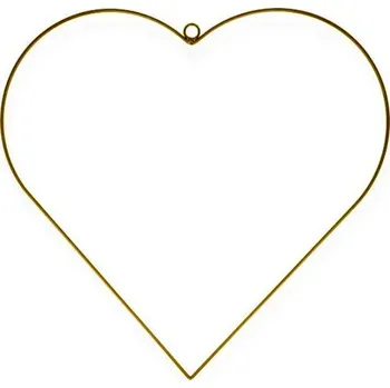 Obal na květináč Kovové srdce závěsné zlaté - 25 cm