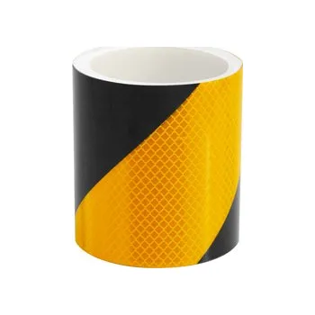 Lepicí páska Vysoce reflexní výstražná páska, pravá, černá/žlutá, 10 cm × 25 m