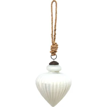 Vánoce Bílá antik skleněná ozdoba Vinett I L - Ø 10*11 cm